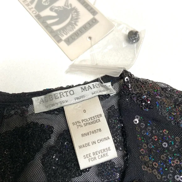 ALBERTO MAKALI Black and Iridescent Sequined Cocktail Dress - Picture 15 of 16